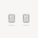 Radiant Cut Diamond Stud Earrings with Removable Halo