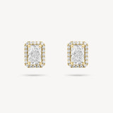 Radiant Cut Diamond Stud Earrings with Removable Halo