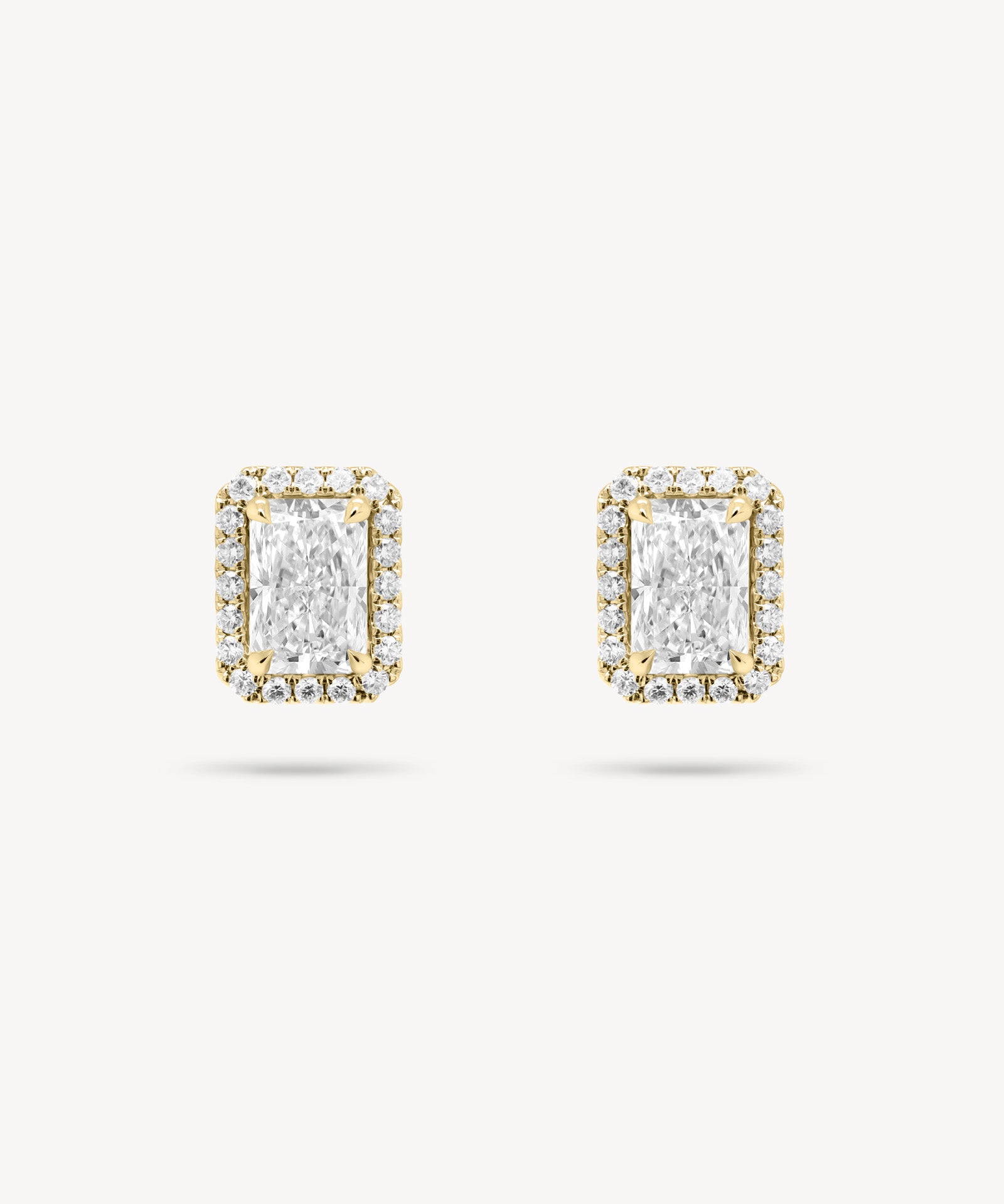 Radiant Cut Diamond Stud Earrings with Removable Halo
