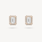 Emerald Cut Diamond Stud Earrings with Removable Halo