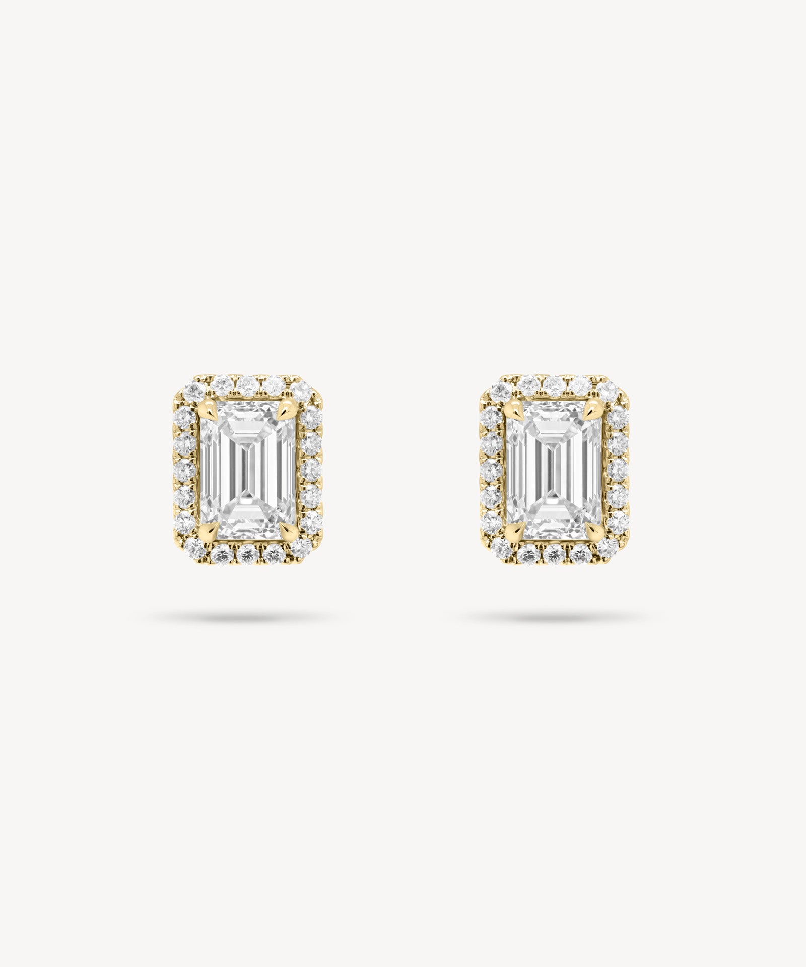Emerald Cut Diamond Stud Earrings with Removable Halo