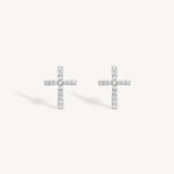 Cross Diamond Pavé Stud Earrings