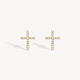 Cross Diamond Pavé Stud Earrings