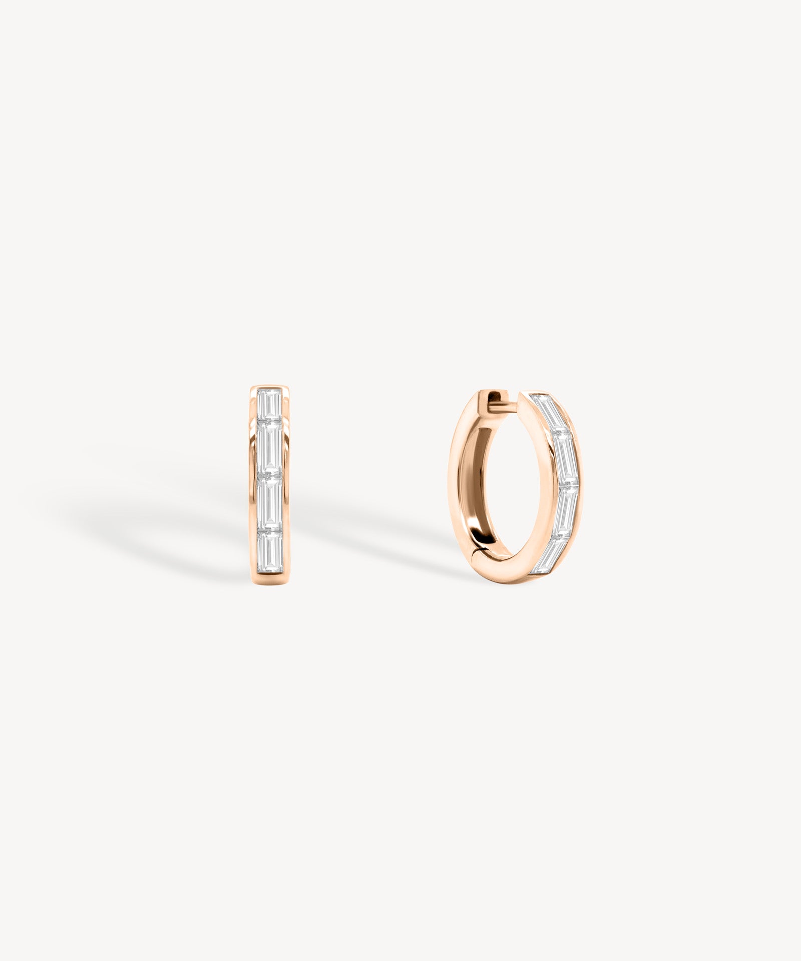Baguette Cut Diamond Huggie Earrings