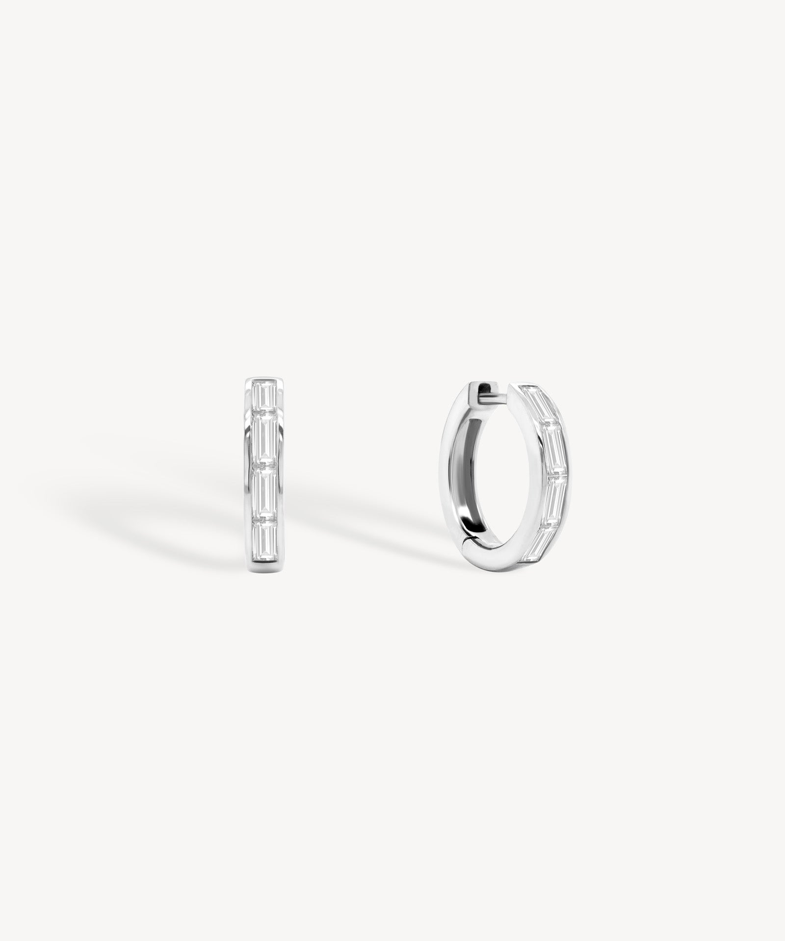 Baguette Cut Diamond Huggie Earrings