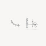 Mini Round Cut Diamond Crawler Stud Earrings