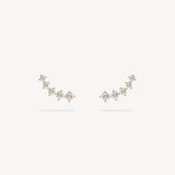 Mini Round Cut Diamond Crawler Stud Earrings