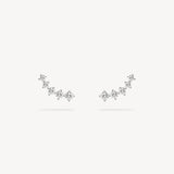 Mini Round Cut Diamond Crawler Stud Earrings