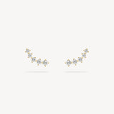 Mini Round Cut Diamond Crawler Stud Earrings