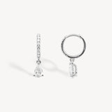 Mini Pear Cut Diamond Huggie Drop Earrings