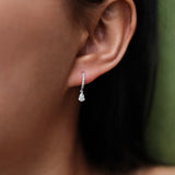 Mini Pear Cut Diamond Huggie Drop Earrings