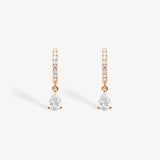 Mini Pear Cut Diamond Huggie Drop Earrings