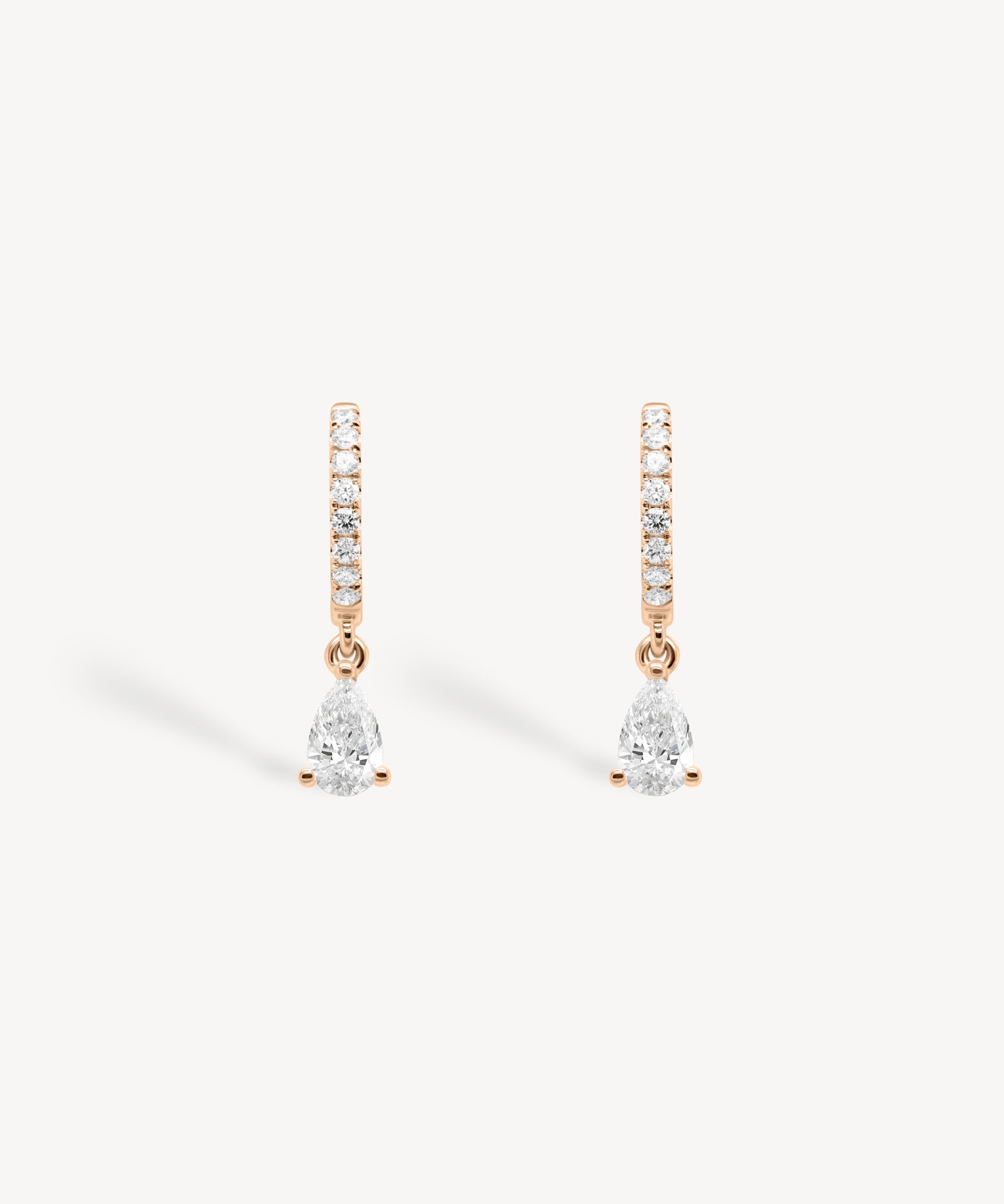 Mini Pear Cut Diamond Huggie Drop Earrings
