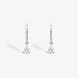 Mini Pear Cut Diamond Huggie Drop Earrings