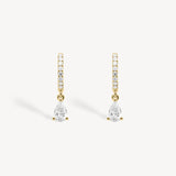 Mini Pear Cut Diamond Huggie Drop Earrings