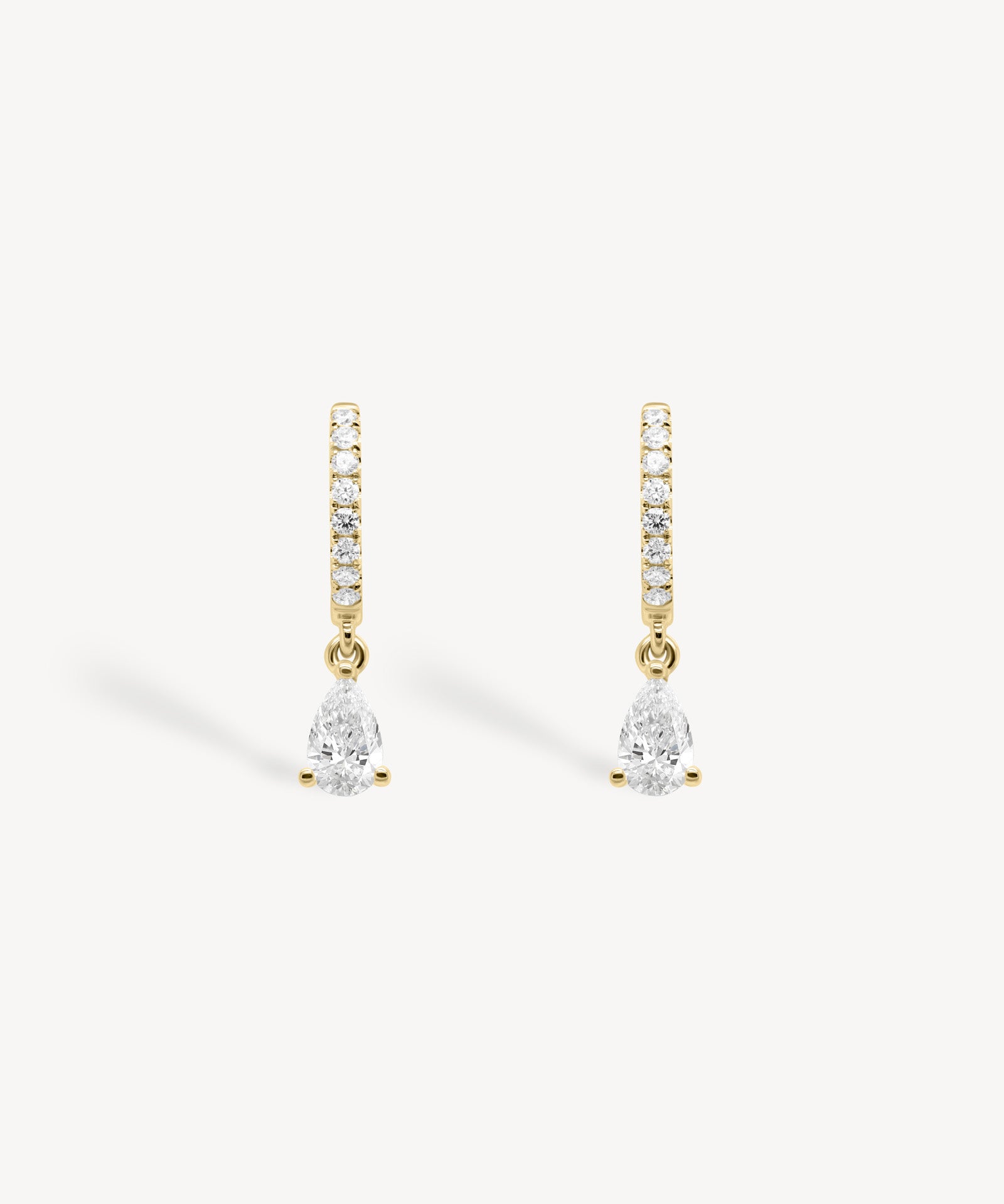 Mini Pear Cut Diamond Huggie Drop Earrings