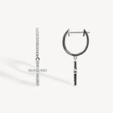 Cross Diamond Pavé Huggie Drop Earrings