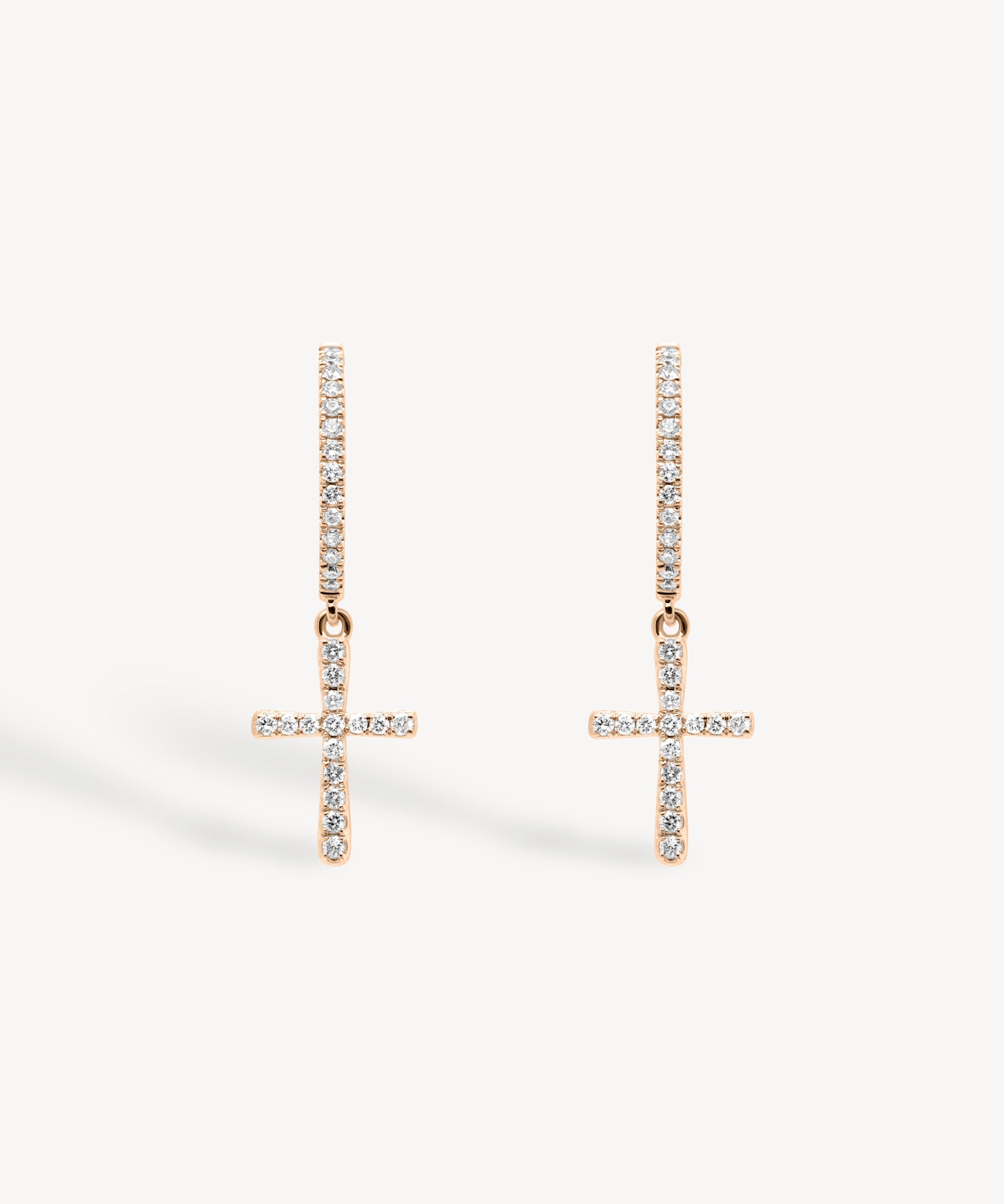 Cross Diamond Pavé Huggie Drop Earrings