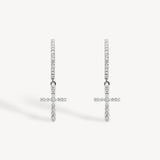 Cross Diamond Pavé Huggie Drop Earrings
