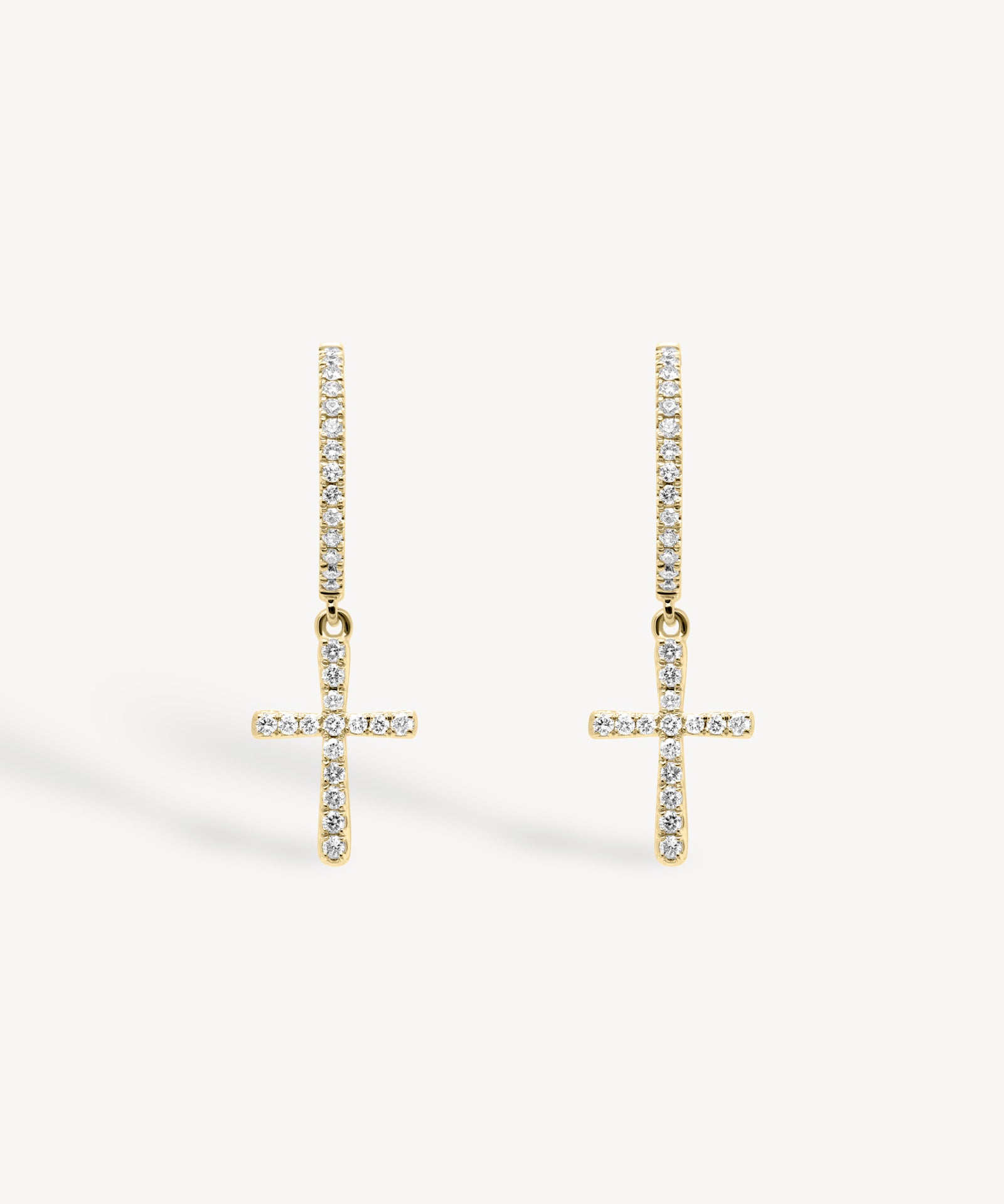 Cross Diamond Pavé Huggie Drop Earrings