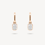 Huggie Earrings with Removable Radiant Cut Bezel Diamond Drops