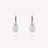 Huggie Earrings with Removable Radiant Cut Bezel Diamond Drops