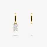 Huggie Earrings with Removable Radiant Cut Diamond Drops