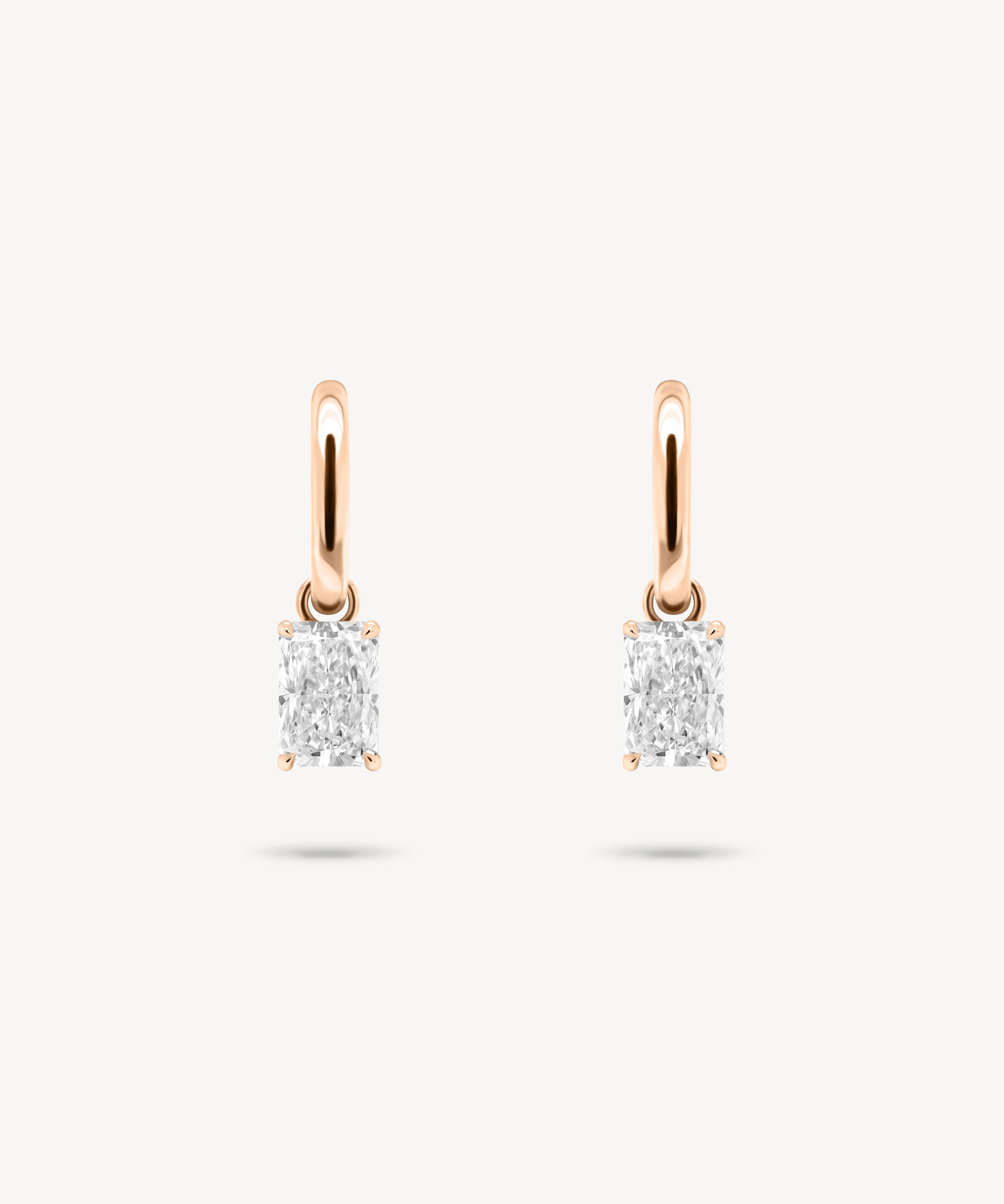 Huggie Earrings with Removable Radiant Cut Diamond Drops