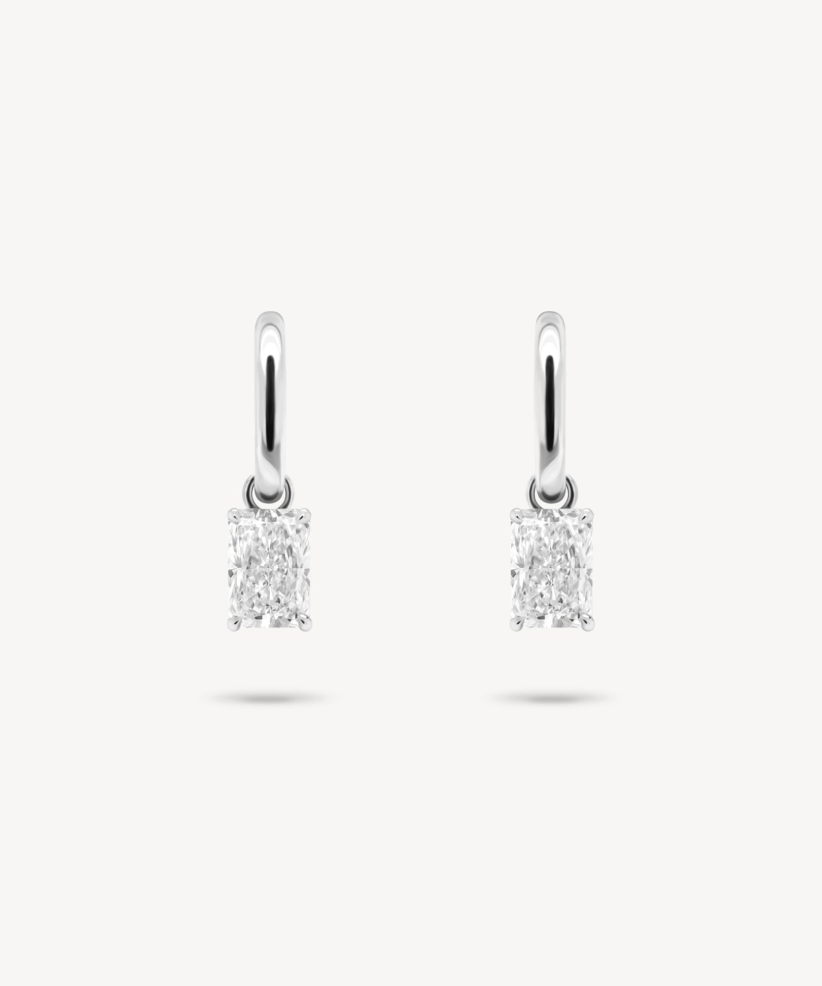 Huggie Earrings with Removable Radiant Cut Diamond Drops