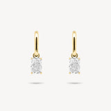 Huggie Earrings with Removable Radiant Cut Diamond Drops