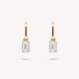 Huggie Earrings with Removable Emerald Cut Diamond Drops