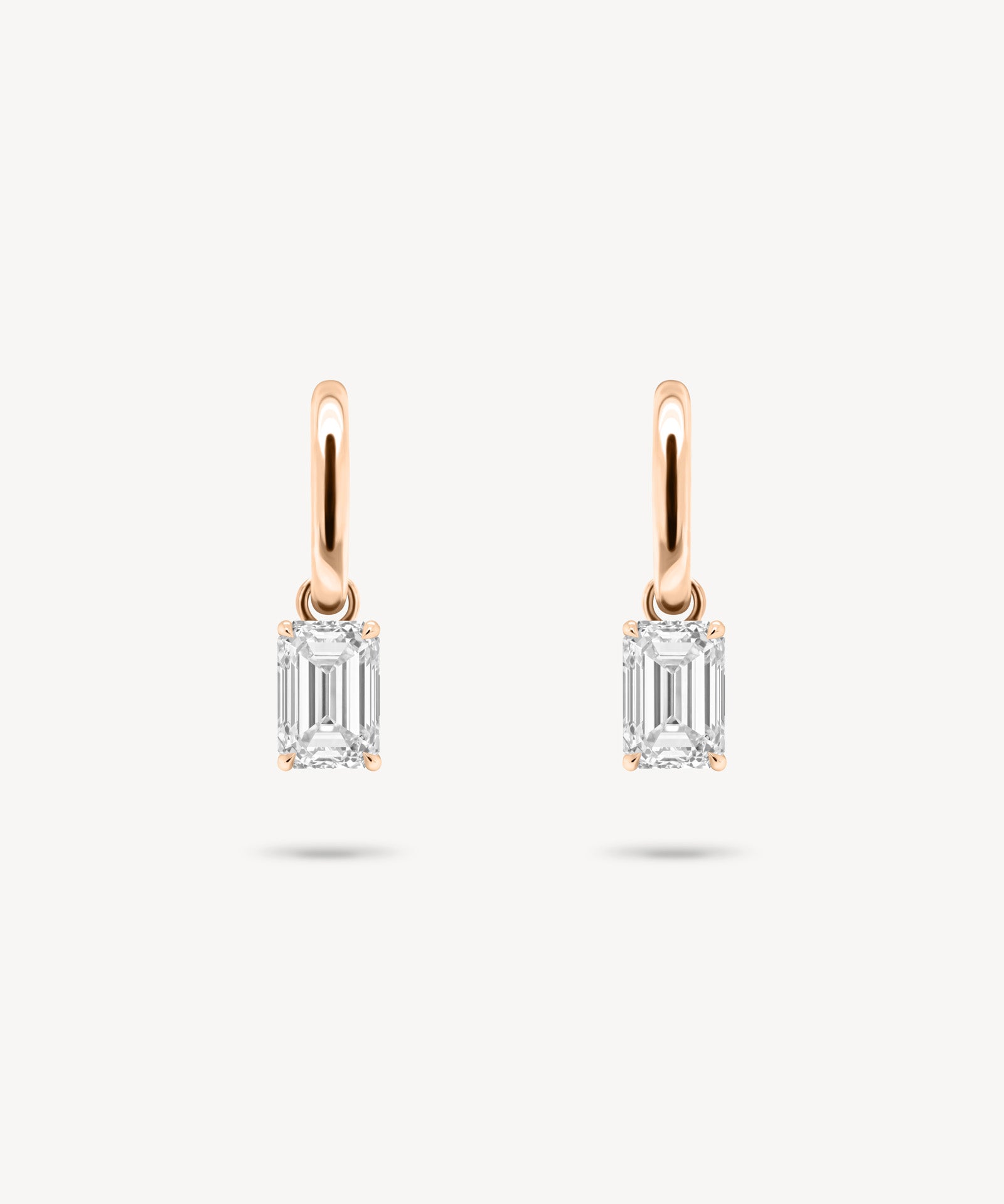 Huggie Earrings with Removable Emerald Cut Diamond Drops