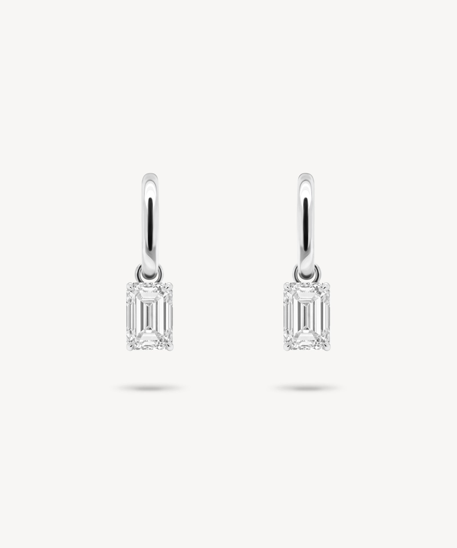 Huggie Earrings with Removable Emerald Cut Diamond Drops