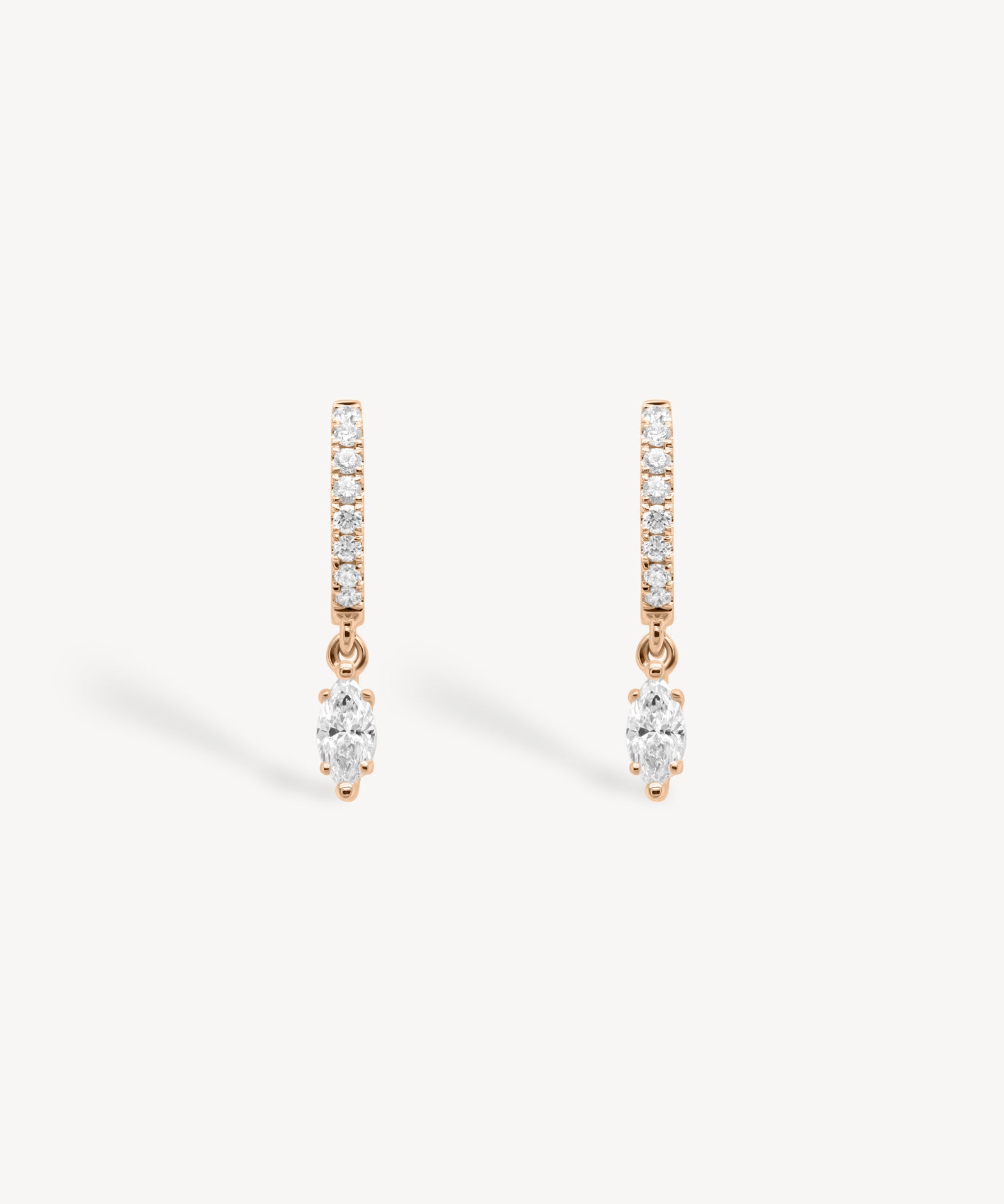 Mini Marquise Cut Diamond Huggie Drop Earrings