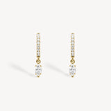 Mini Marquise Cut Diamond Huggie Drop Earrings