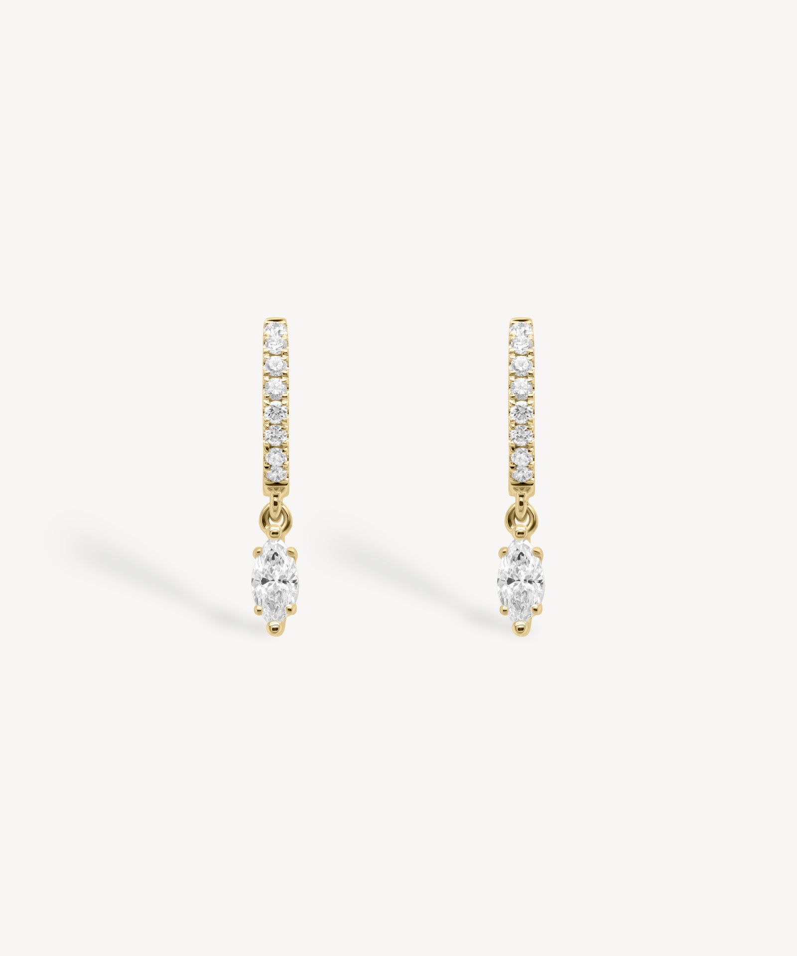 Mini Marquise Cut Diamond Huggie Drop Earrings