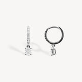 Mini Oval Cut Diamond Huggie Drop Earrings