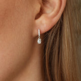 Mini Oval Cut Diamond Huggie Drop Earrings