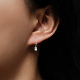 Mini Oval Cut Diamond Huggie Drop Earrings