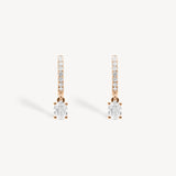 Mini Oval Cut Diamond Huggie Drop Earrings