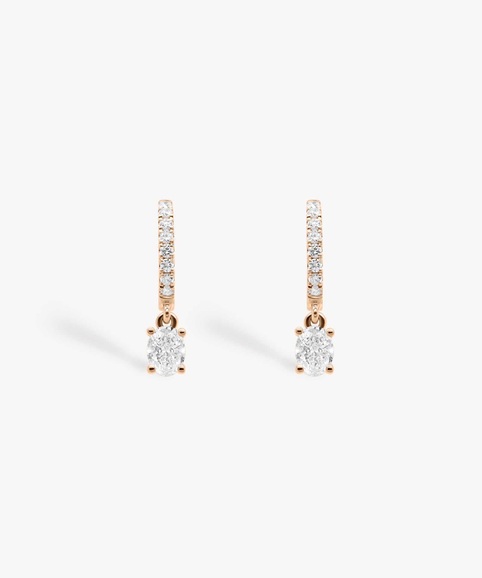 Mini Oval Cut Diamond Huggie Drop Earrings