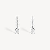 Mini Oval Cut Diamond Huggie Drop Earrings