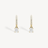 Mini Oval Cut Diamond Huggie Drop Earrings