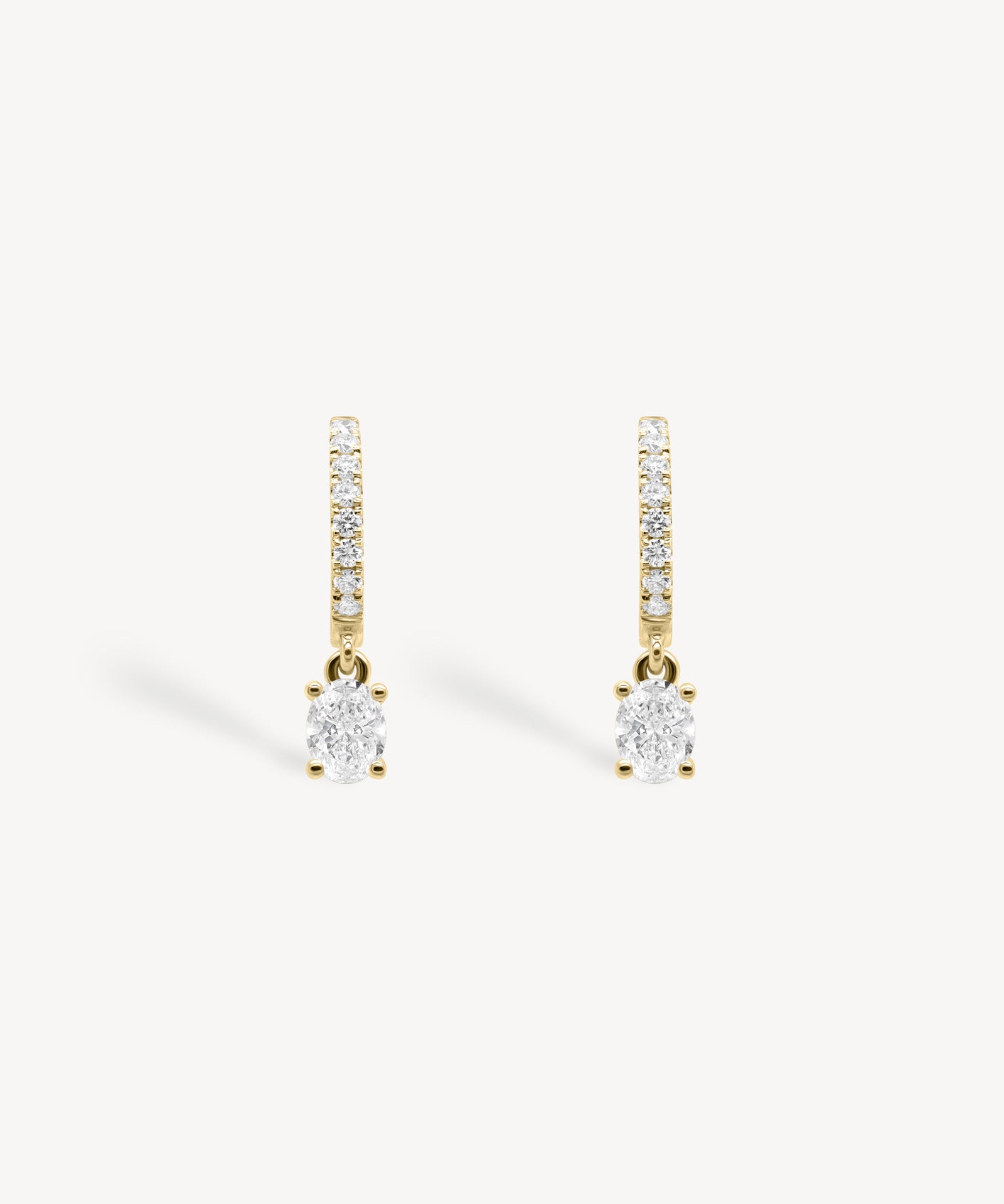 Mini Oval Cut Diamond Huggie Drop Earrings