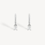 Mini Emerald Cut Diamond Huggie Drop Earrings