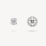 Round Cut Diamond Stud Earrings with Removable Halo