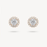 Round Cut Diamond Stud Earrings with Removable Halo