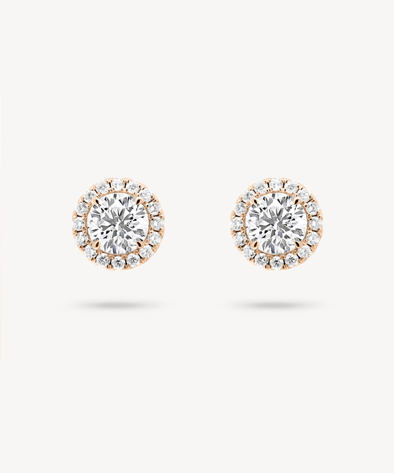 Round Cut Diamond Stud Earrings with Removable Halo