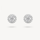 Round Cut Diamond Stud Earrings with Removable Halo
