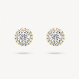 Round Cut Diamond Stud Earrings with Removable Halo